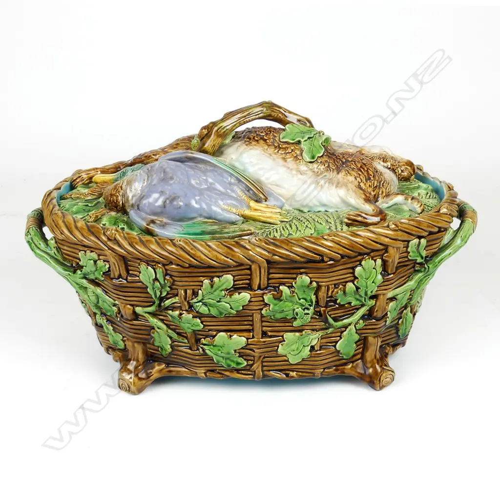 A Mintons majolica game tureen and cover Image 1++