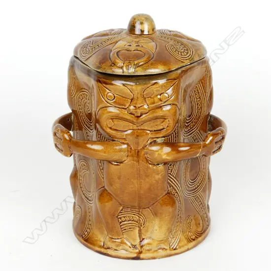 A rare Wharetana prototype slip cast biscuit barrel