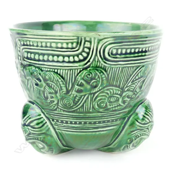 A Crown Lynn Wharetana Maori Art Pottery 'Kokowai Bowl'