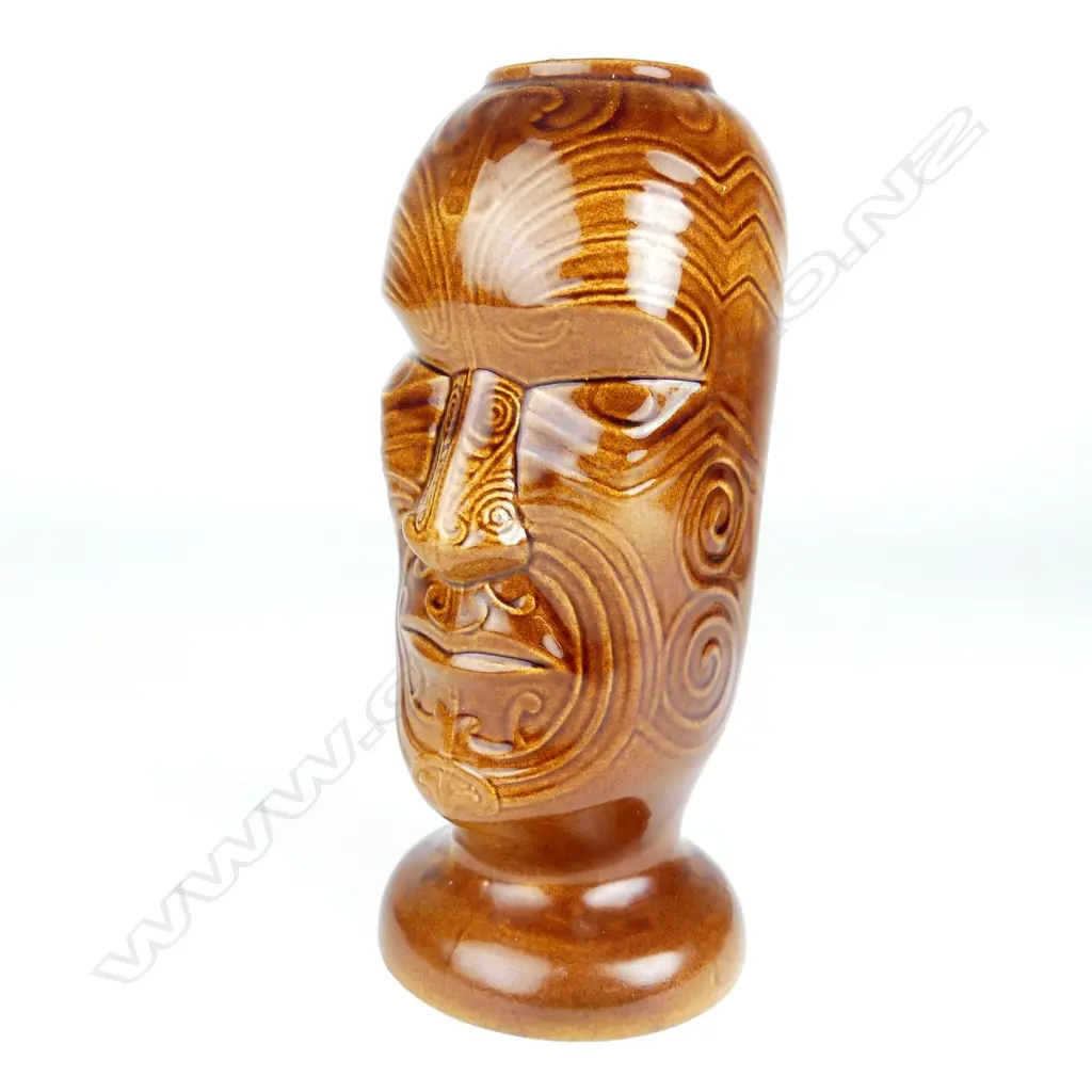 Crown Lynn rare Wharetana Maori Art Pottery 'Mask' lamp base Image 1++