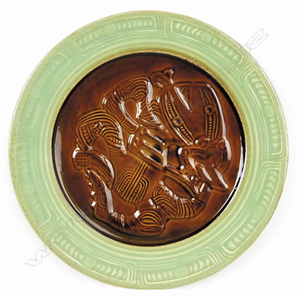 A Crown Lynn Wharetana Maori Art Pottery "Hei Tiki' wall 'plaque' Image 1++