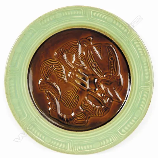 A Crown Lynn Wharetana Maori Art Pottery "Hei Tiki' wall 'plaque'