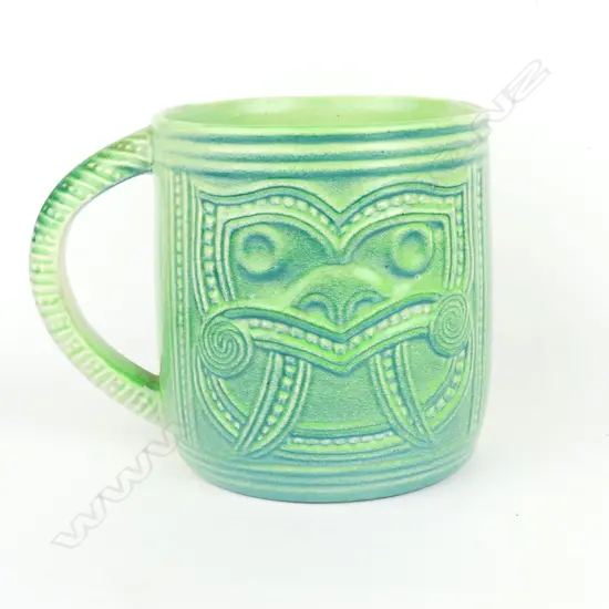 A Crown Lynn Wharetana ware 'Ruru and Weku' drinking mug