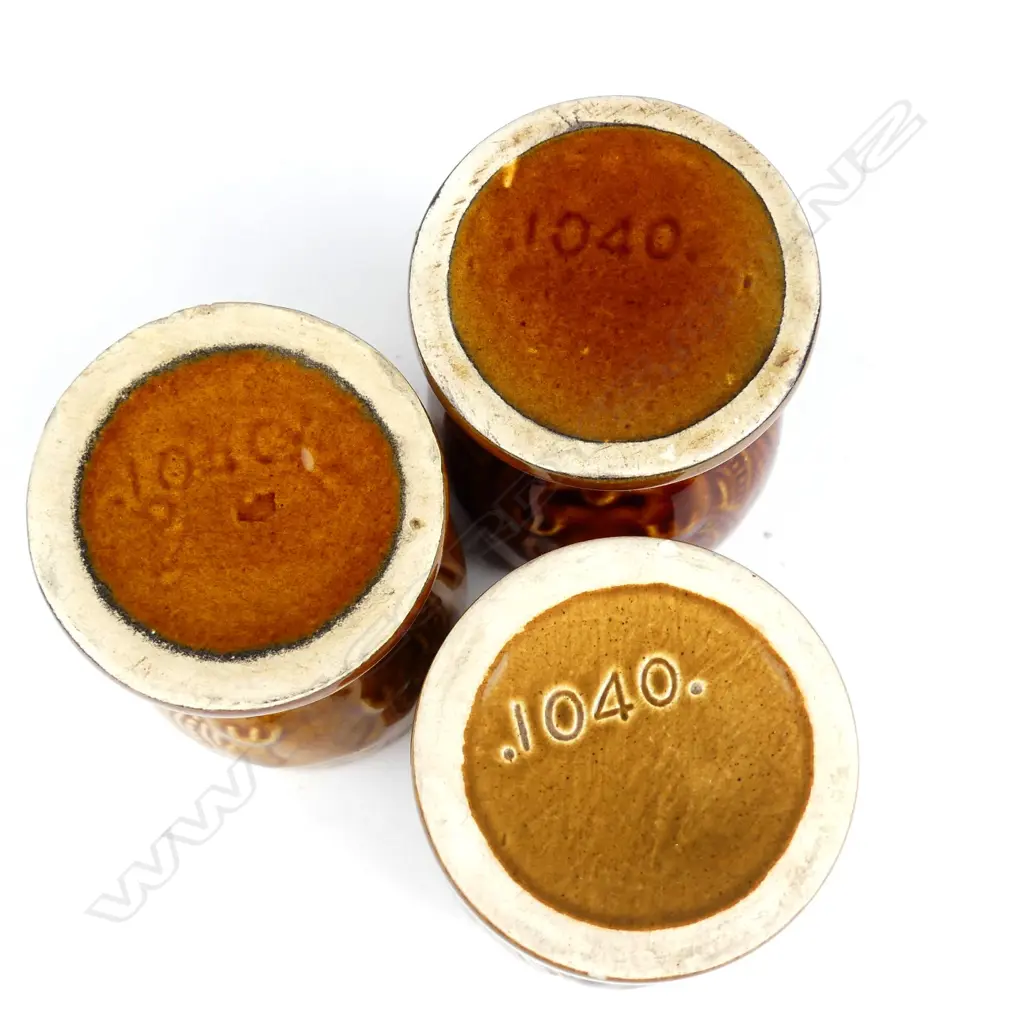 Three uncommon Crown Lynn Wharetana Maori Art Pottery egg cups Image 1++