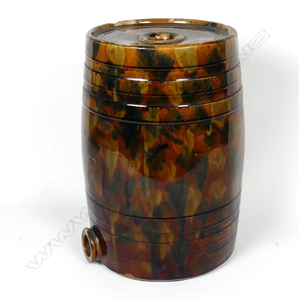 A large Hutson majolica spirit barrel Image 1++