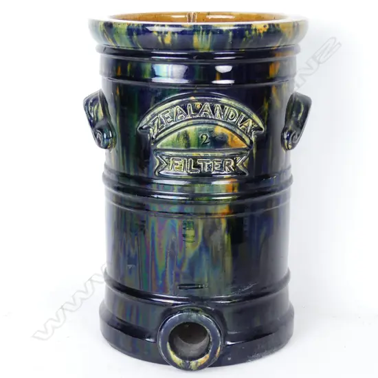 A Hutson majolica 'Zelandia' water filter