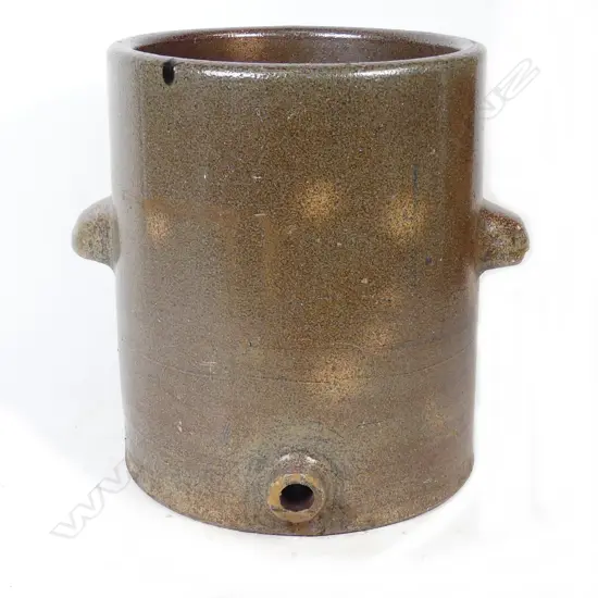 A large colonial salt glaze butcher's brining pot