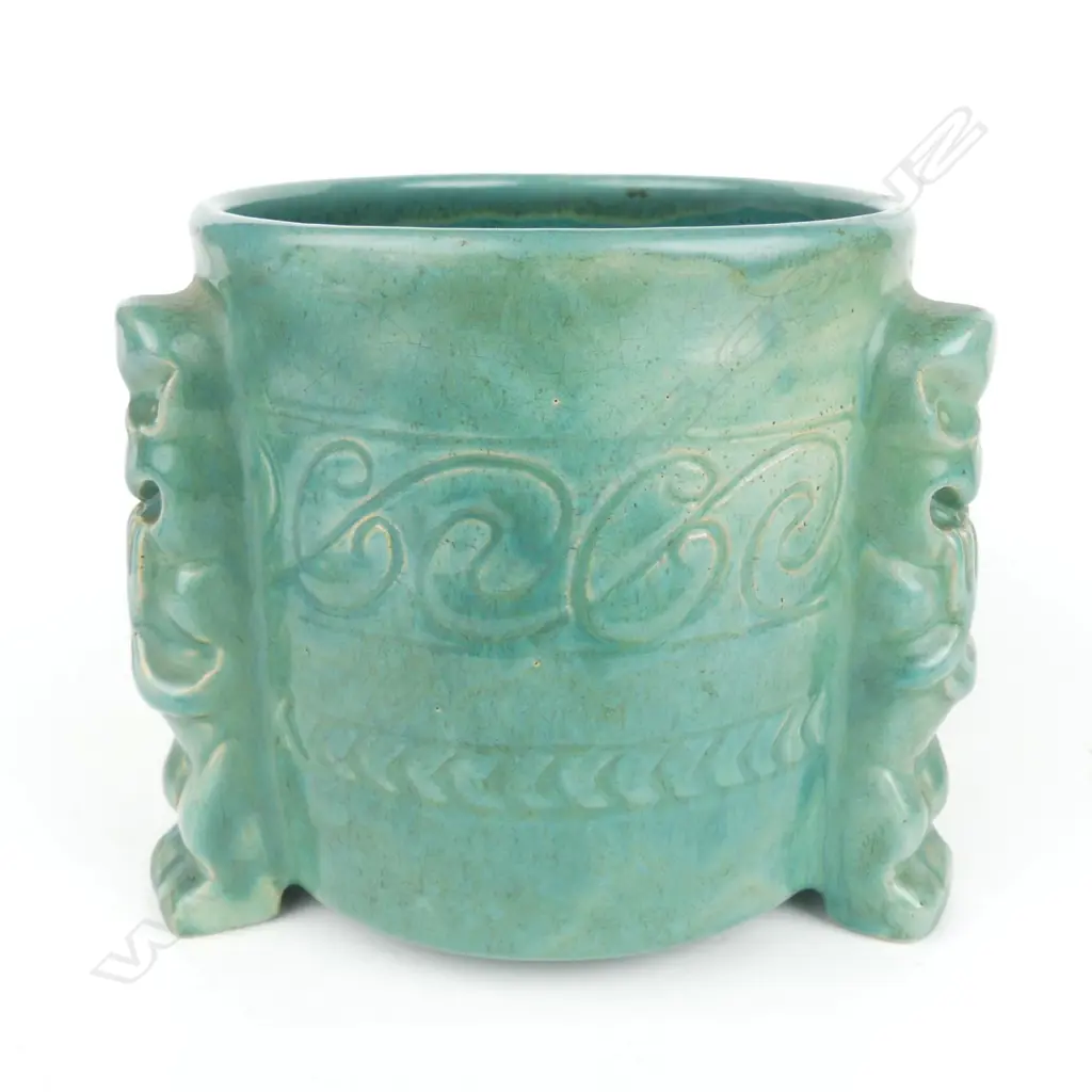 An Olive Jones Maori decorated cylindrical table jardiniere Image 1++