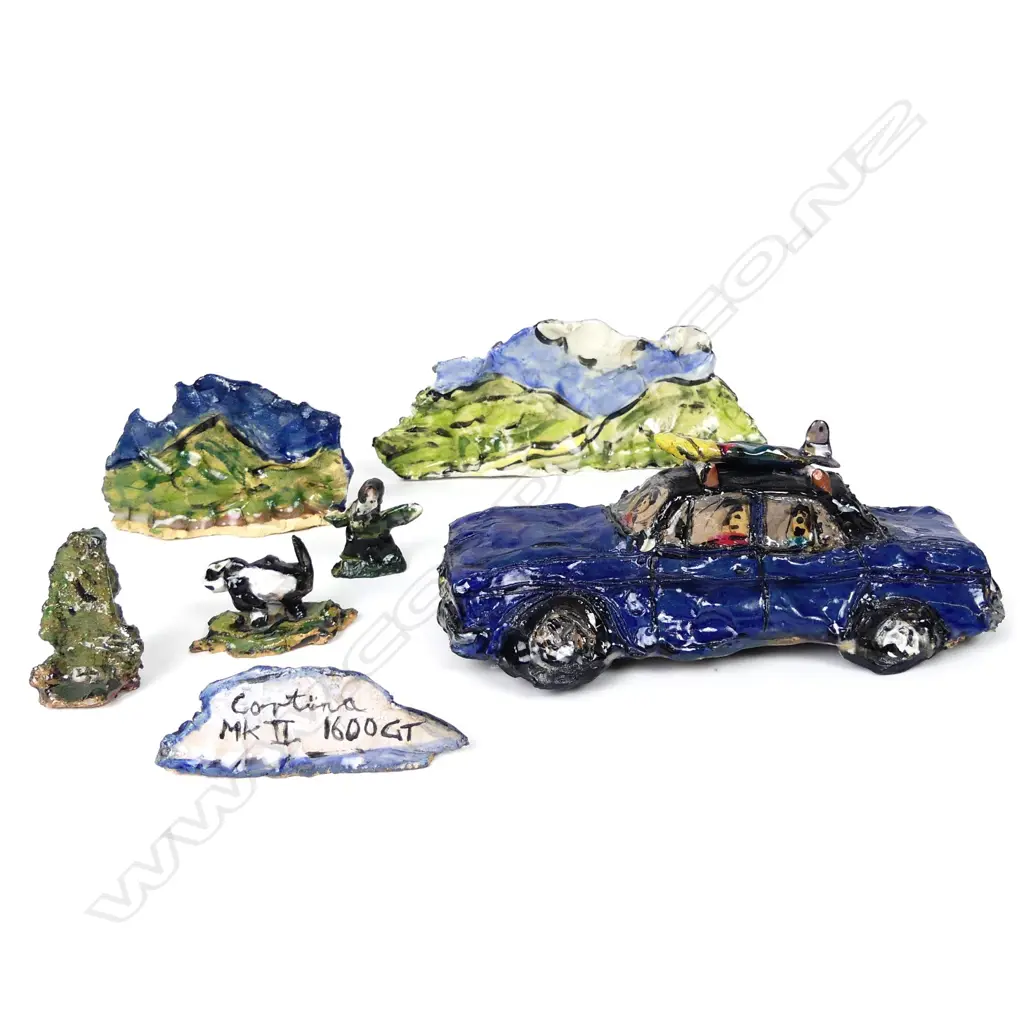 A Robert Rapson (1951-2020) 'Ford Cortina' seven-piece ceramic sculpture/assemblage Image 1++