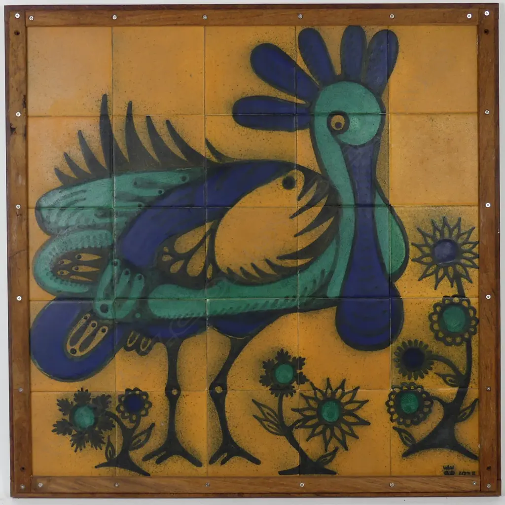 Five framed Anneke Borren pottery tile panels Image 1++