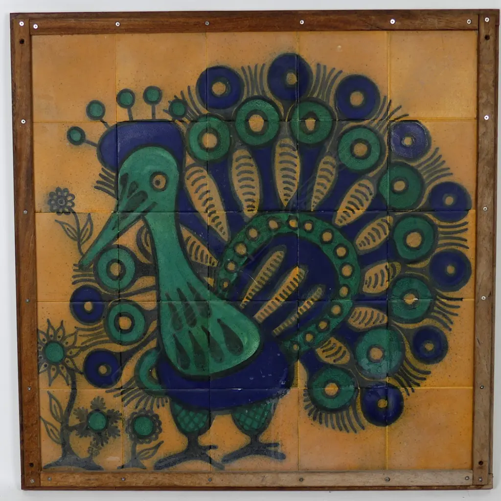 Five framed Anneke Borren pottery tile panels Image 1++