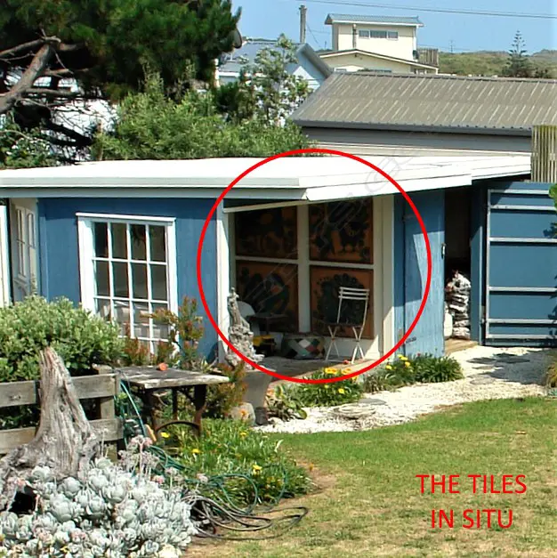 Five framed Anneke Borren pottery tile panels Image 1++