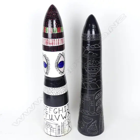 Two Stewart Fulljames (Rewa Gallery) earthenware ‘rockets’