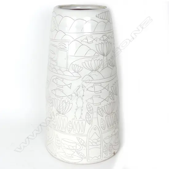 A large Stewart Fulljames (Rewa Gallery) whiteware tapering vase