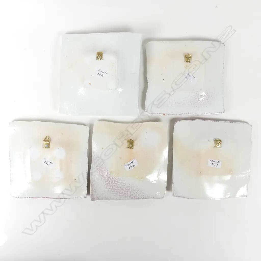 A set of five stoneware wall plaques by Stewart (Fulljames?) Image 1++