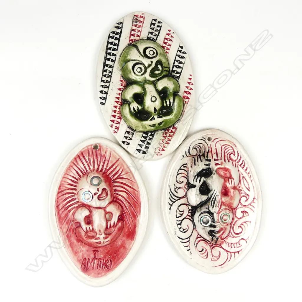 Three 'I Am Tiki' ceramic wall tiki plaques Image 1++