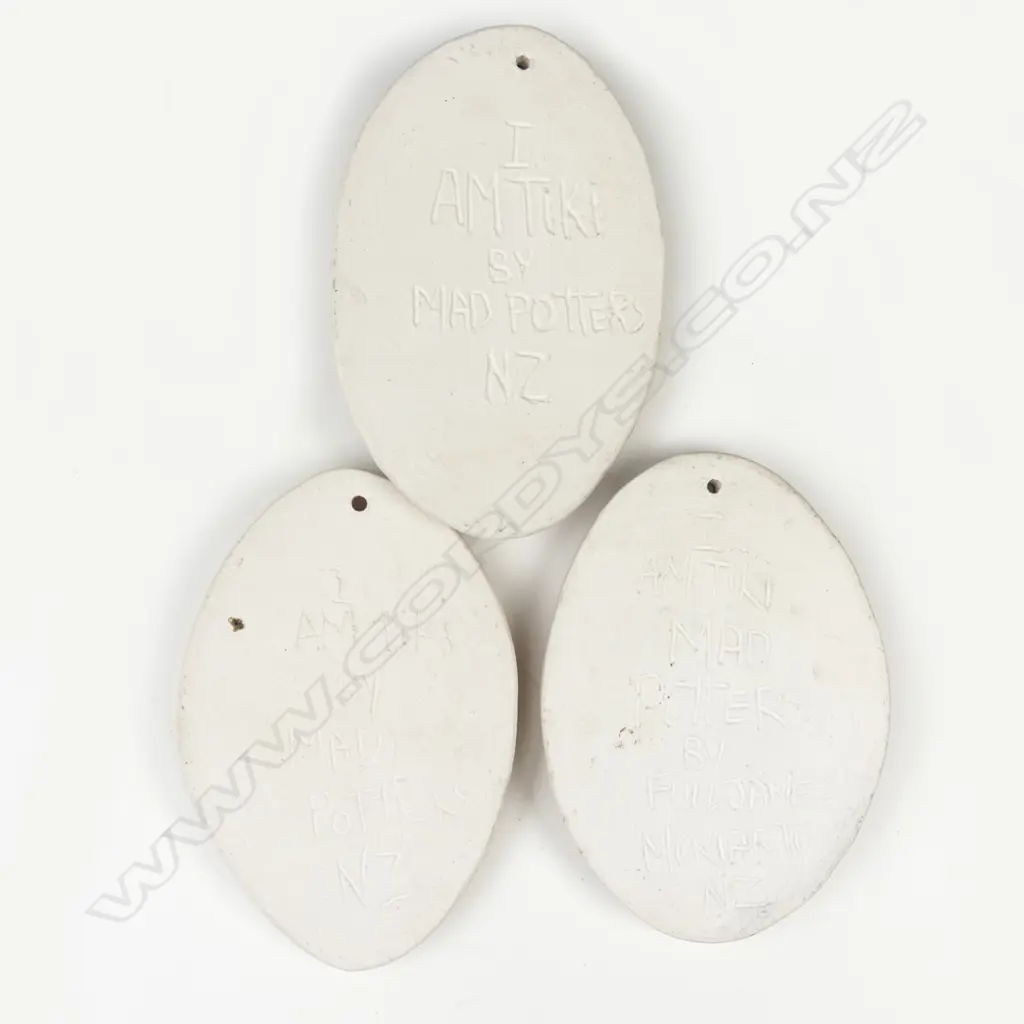 Three 'I Am Tiki' ceramic wall tiki plaques Image 1++