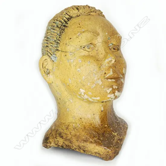 A vintage studio art sculpted terracotta head
