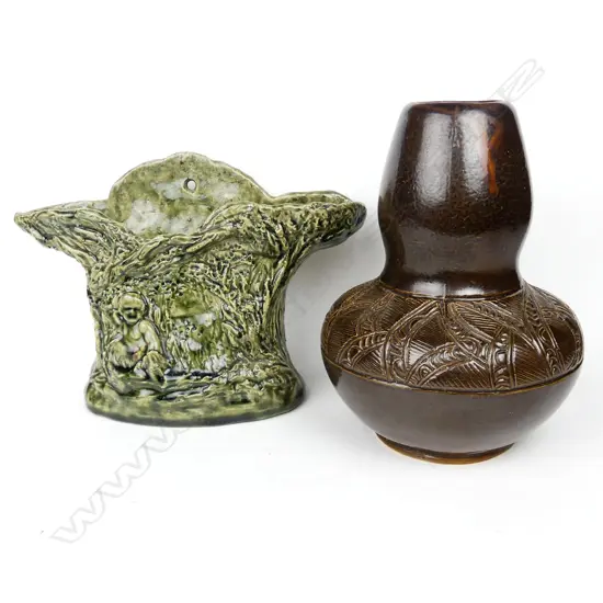 A Maori patterned gourd shaped vase