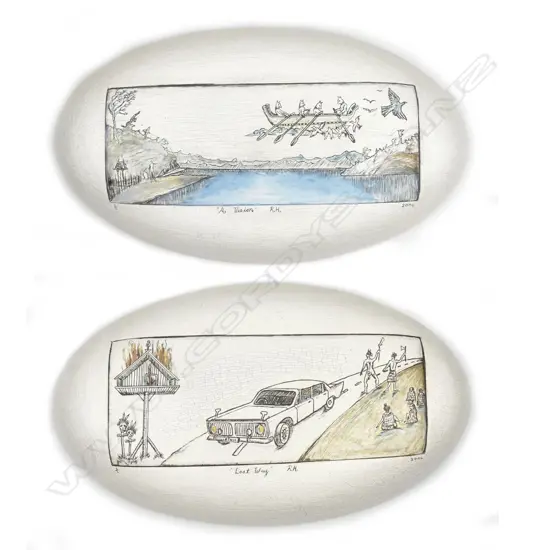 Rebecca Harris ‘Settling In’ a ceramic diptych panel artwork