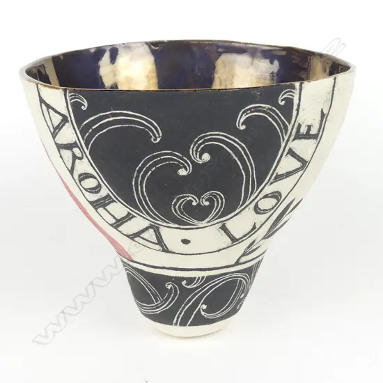 An Amber Smith contemporary studio pottery 'Tinkling Bowl'