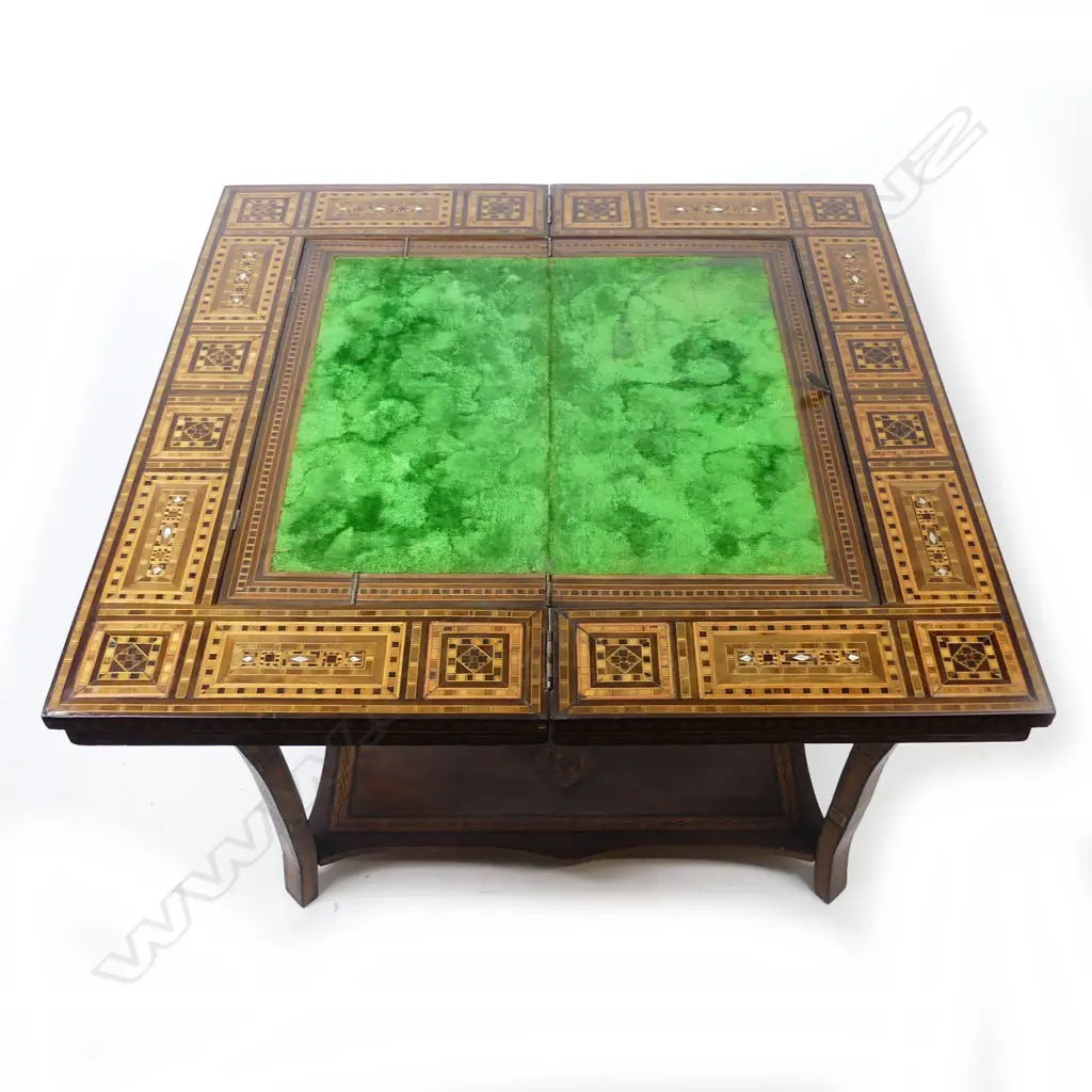 A fine Syrian inlaid fold-over games table Image 1++