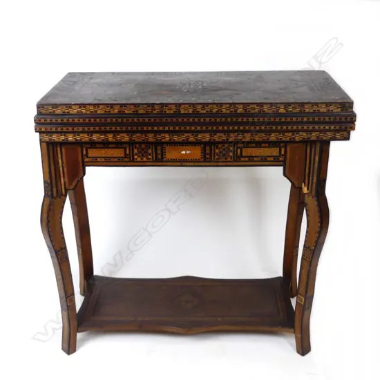 A fine Syrian inlaid fold-over games table