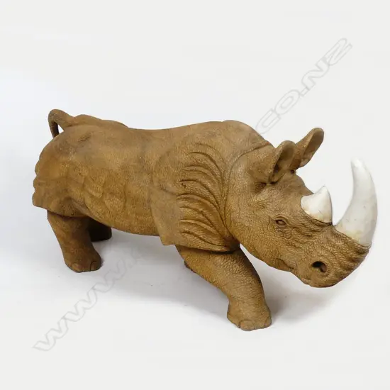 A large-scale floor standing ceramic rhinoceros