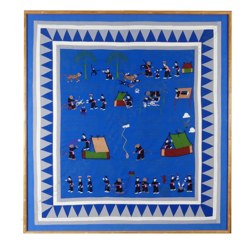 South East Asian (Hmong paj ntaub) embroidered folktale story cloth Image 1++