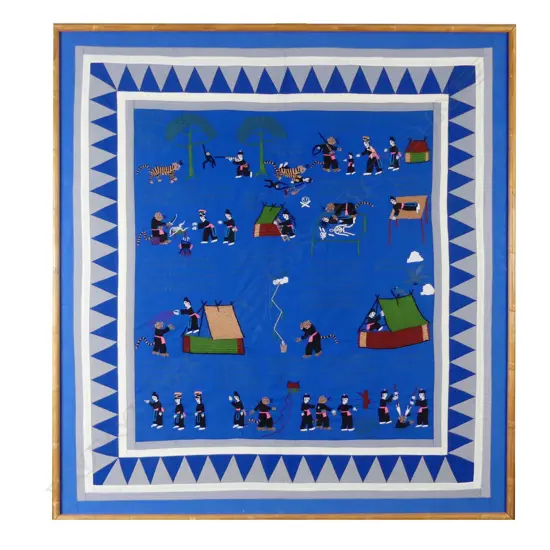 South East Asian (Hmong paj ntaub) embroidered folktale story cloth