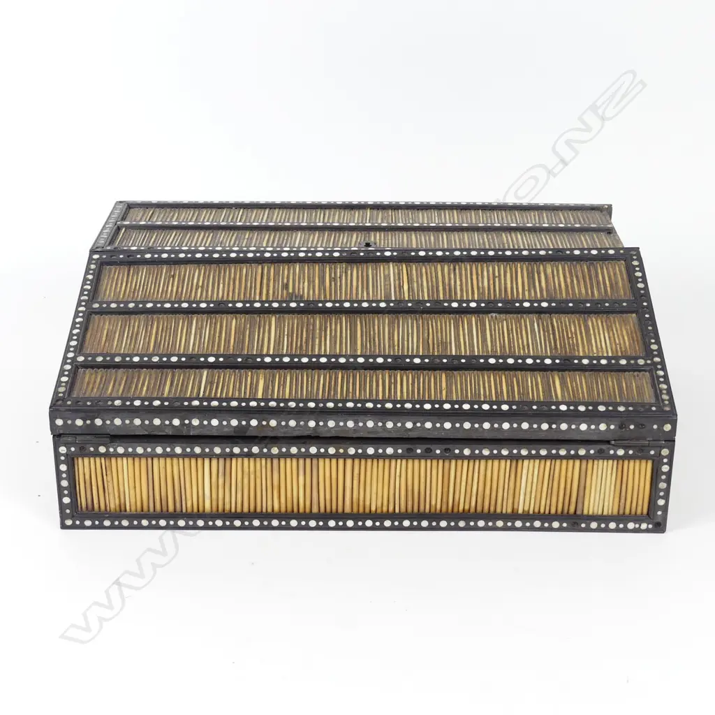 A Ceylonese ebony and porcupine quill writing box Image 1++