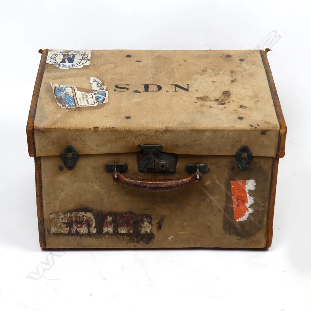 A small canvas covered travelling case Image 1++