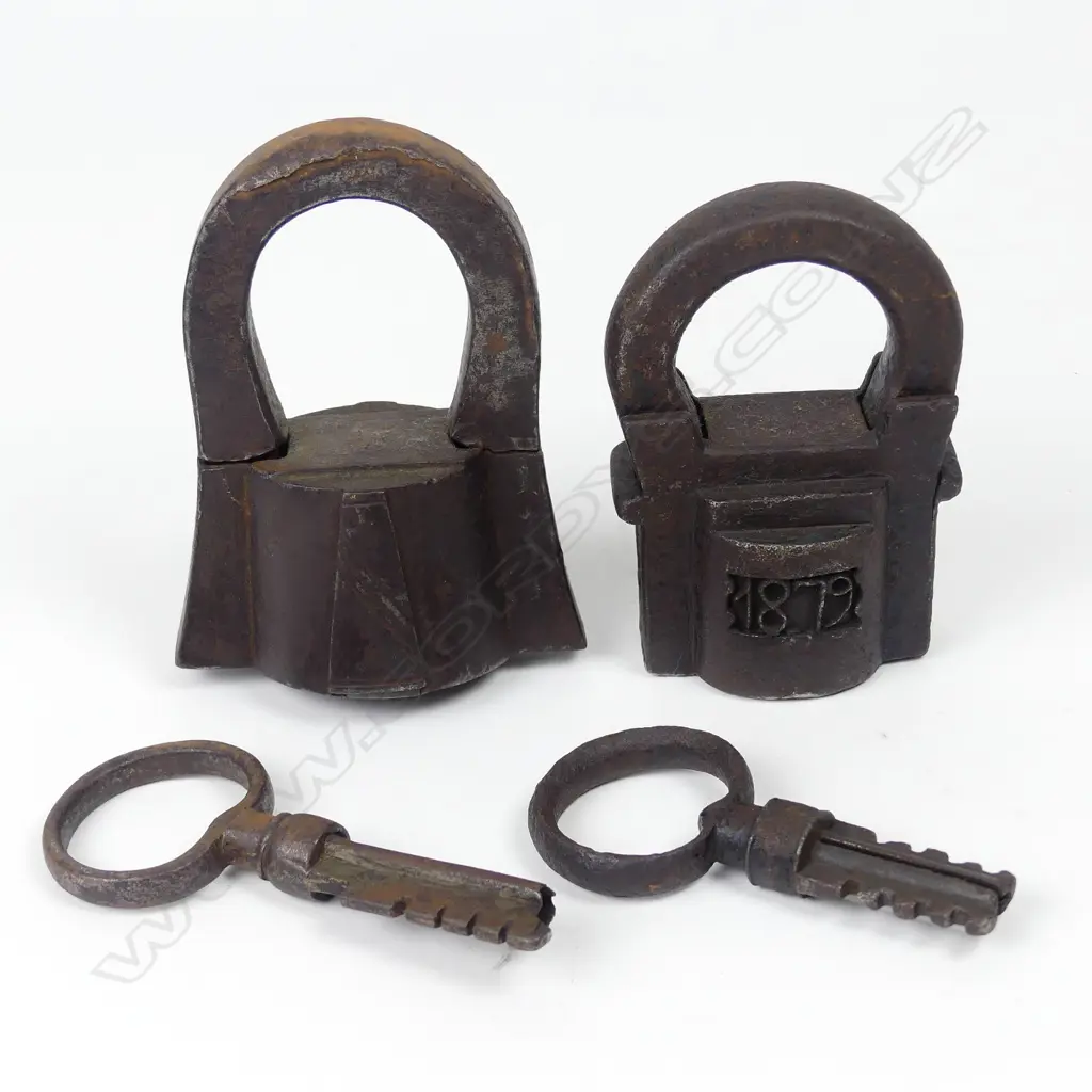 Two large 19thC Russian wrought iron padlocks Image 1++