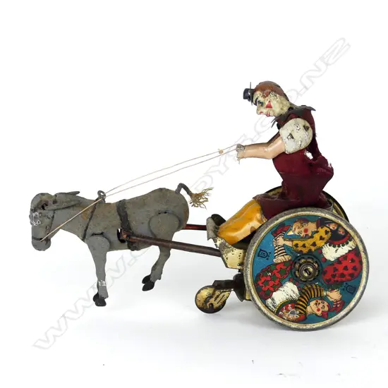 An early 20thC German Lehmann tin plate 'Stubborn Donkey' tin plate toy
