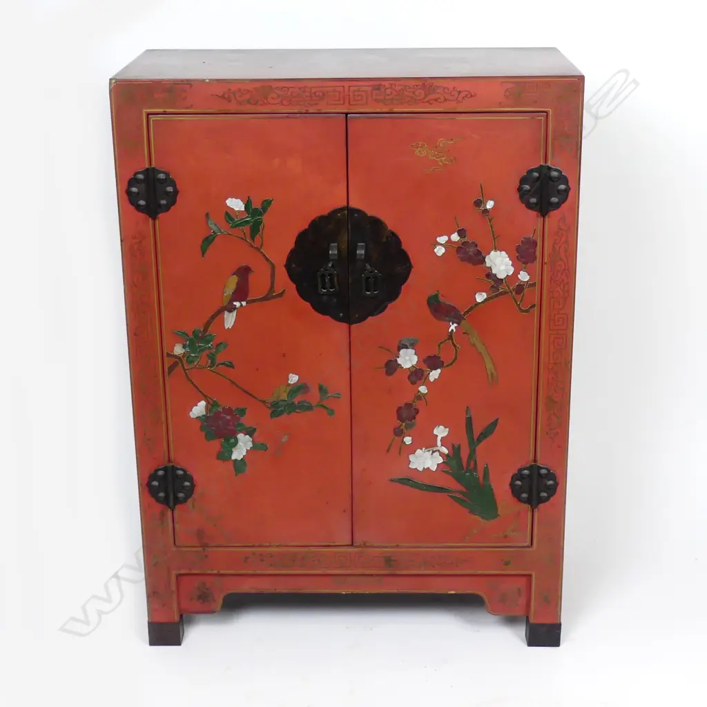 A Chinese small lacquered two door cabinet Image 1++