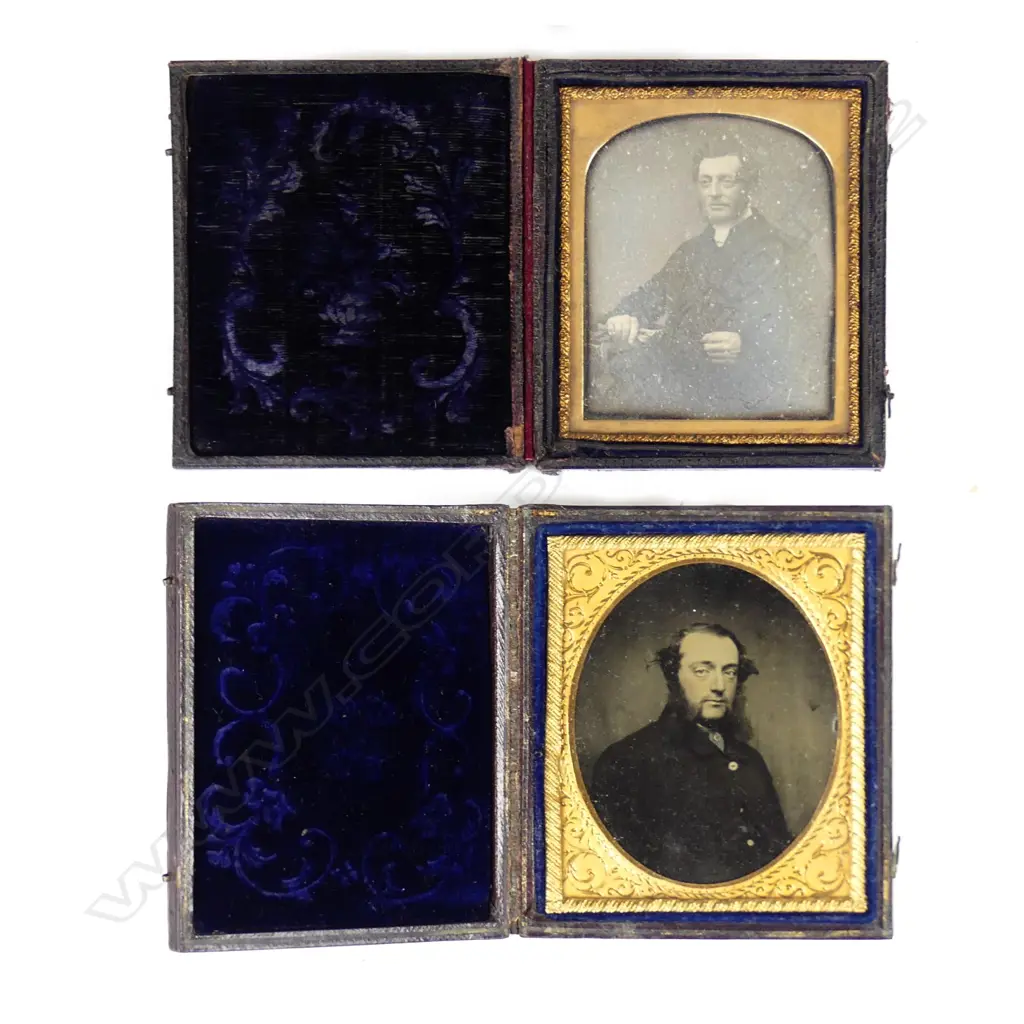 Two early glass plate photographic portraits Image 1++