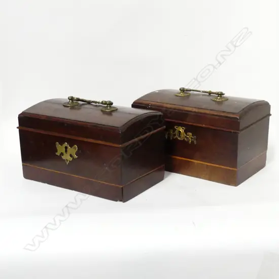 A near pair of early 19thC mahogany tea caddies