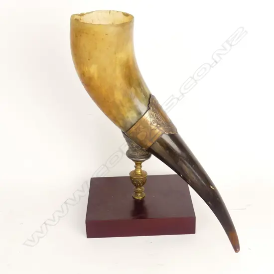 An antique ornamental drinking horn