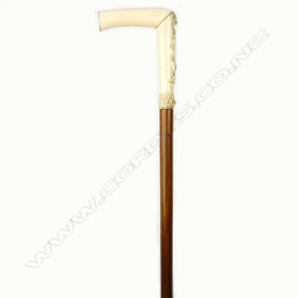 A good 19thC carved whalebone handled sword stick Image 1++