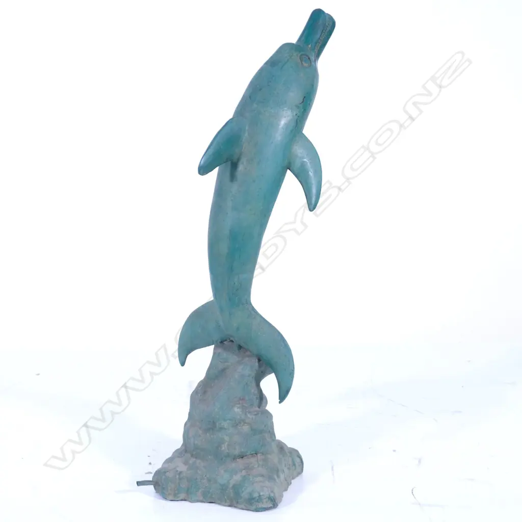 A green patinated bronze dolphin fountain capital Image 1++