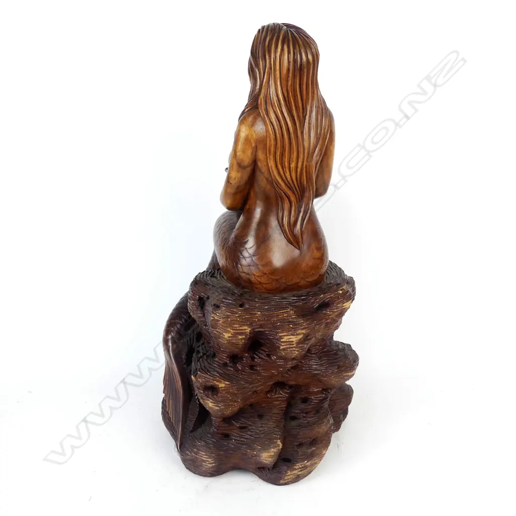 A large hardwood carving of a mermaid Image 1++