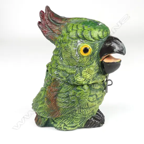A German lead parrot money bank
