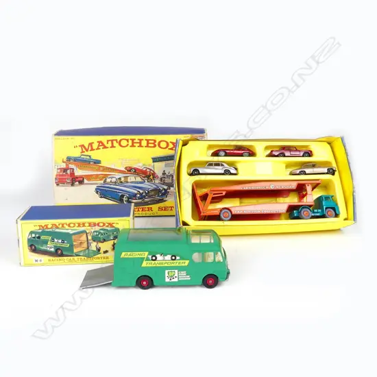 A boxed Lesney 'Matchbox' Transporter set and boxed model transporter