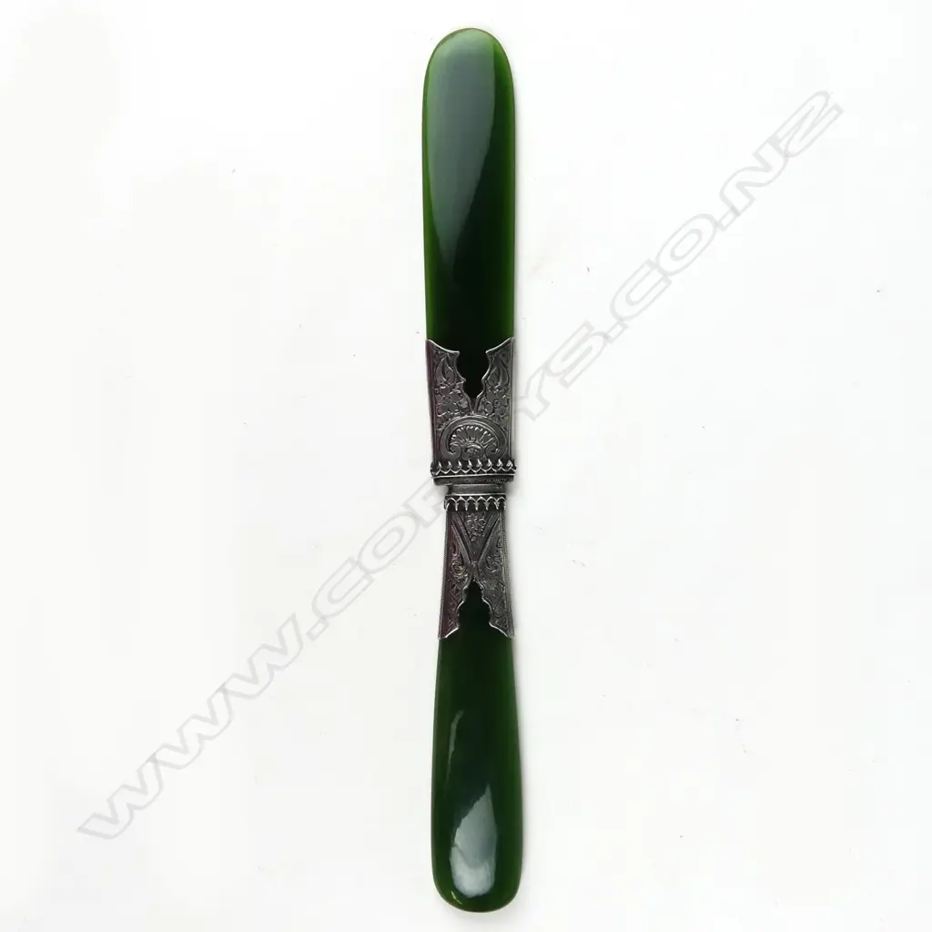 A colonial silver and pounamu paper knife Image 1++