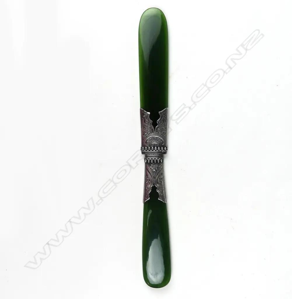 A colonial silver and pounamu paper knife Image 1++