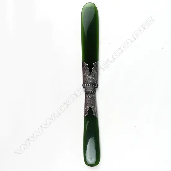 A colonial silver and pounamu paper knife