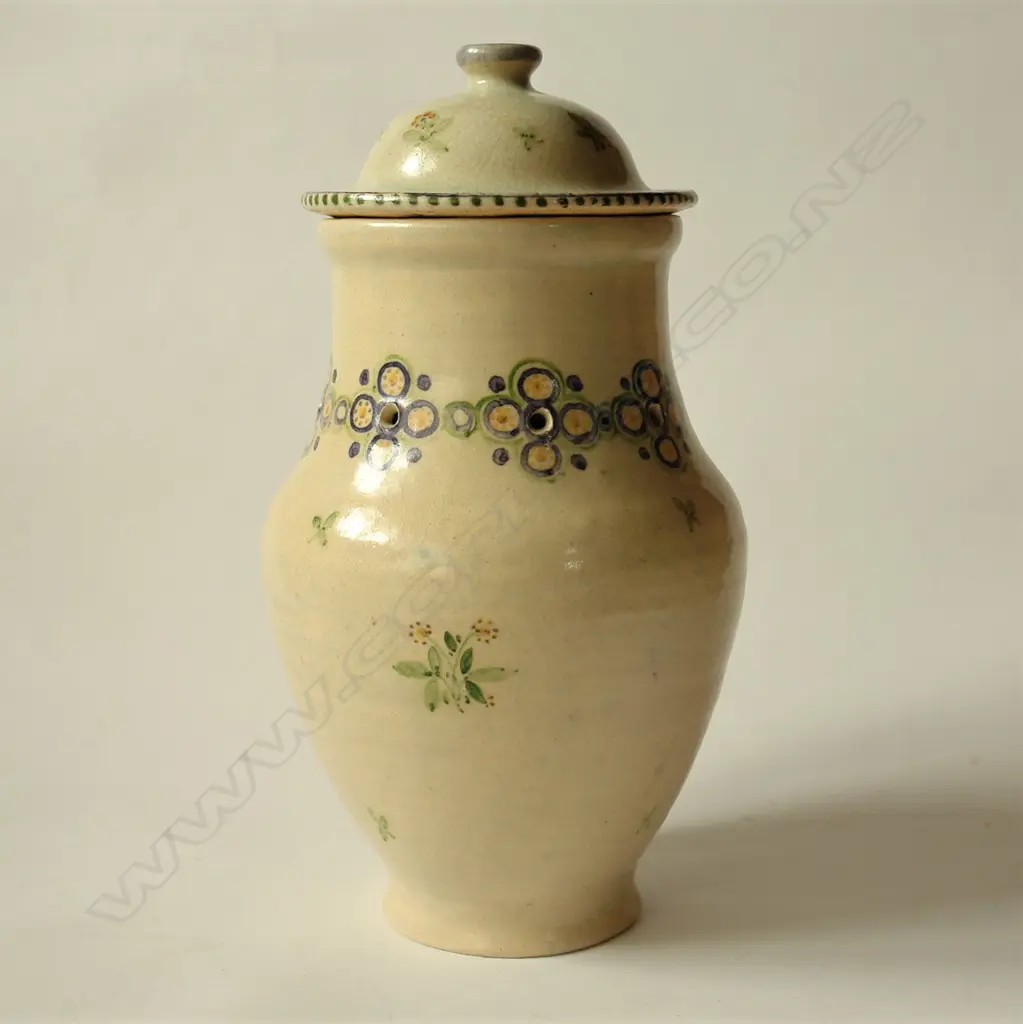 A rare Carter & Co. (Early Poole Pottery) tall lidded potpourri jar Image 1++