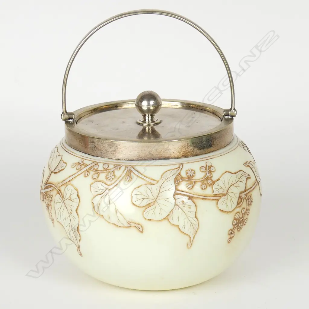 Thomas Webb & Sons cameo type glass biscuit barrel Image 1++