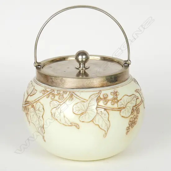 Thomas Webb & Sons cameo type glass biscuit barrel