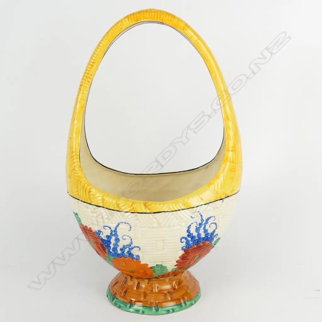 A large Clarice Cliff 'Bizarre' basket vase Image 1++